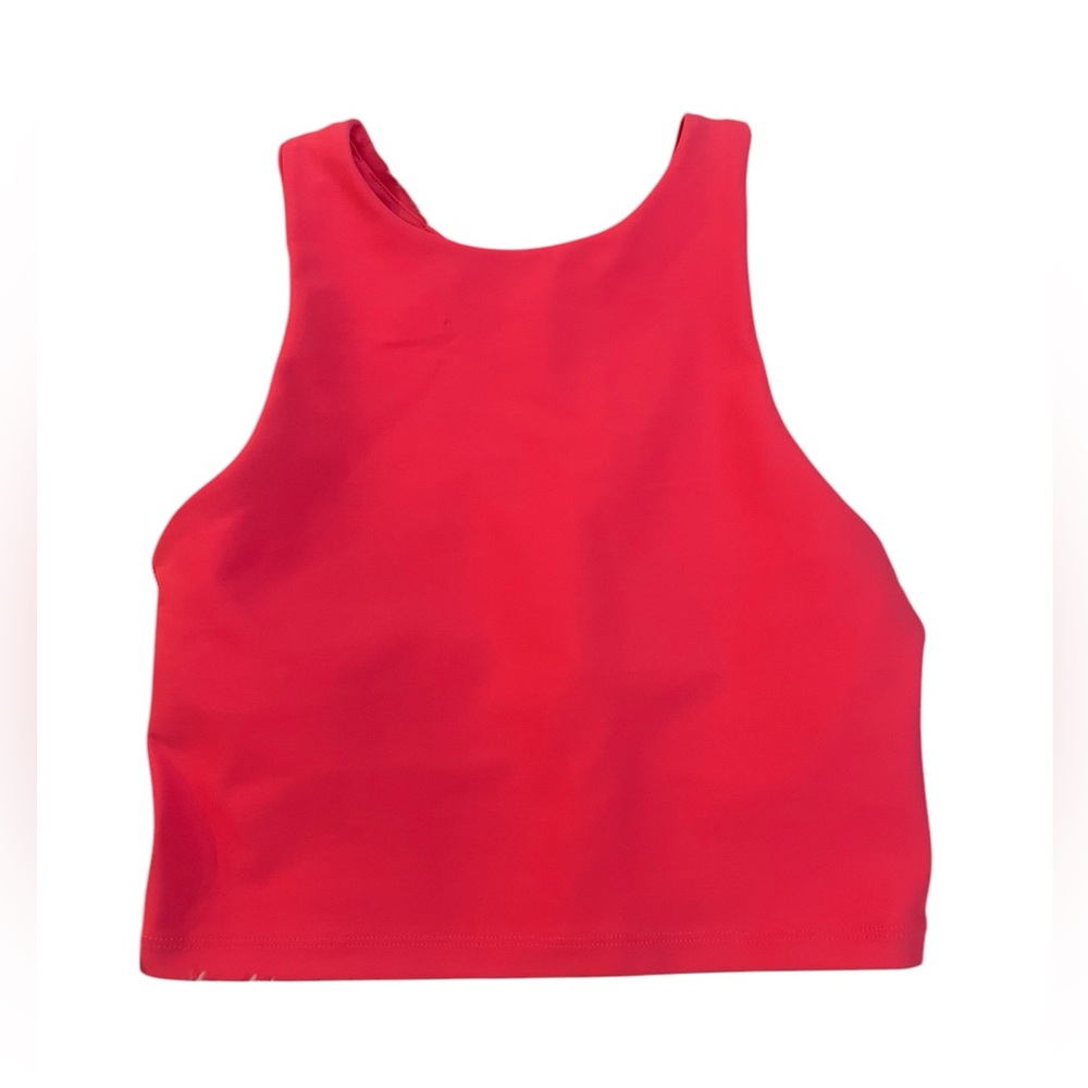 Aqua Athletic Neon Pink High Neck Crop Tank - Size XS